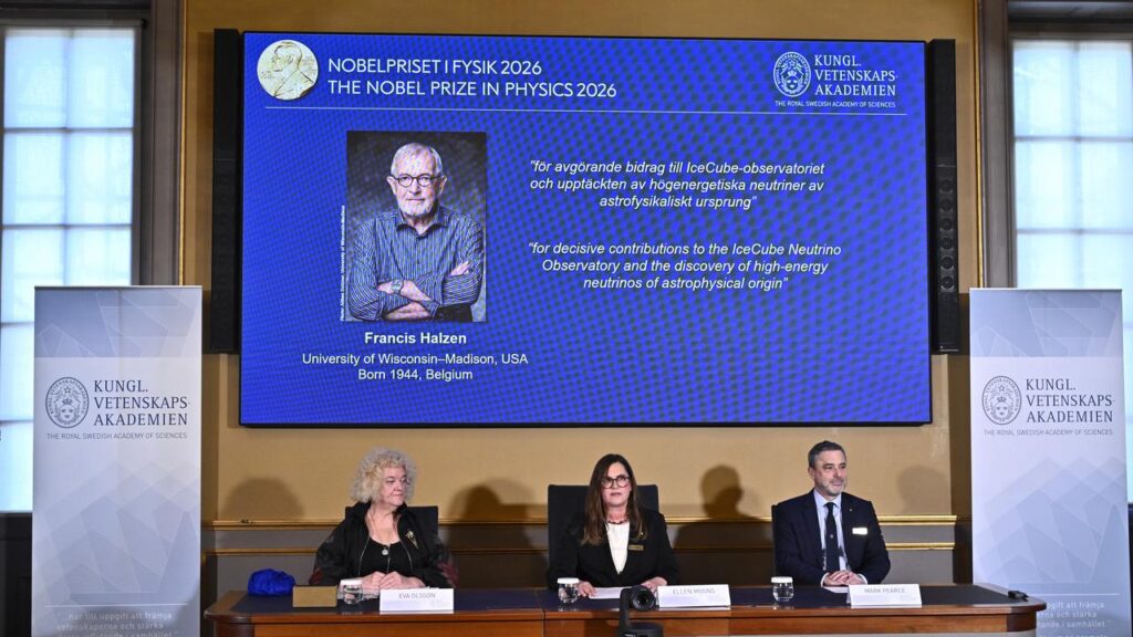 The Royal Swedish Academy of Sciences has awarded Francis Halzen the Nobel Prize in physics.
