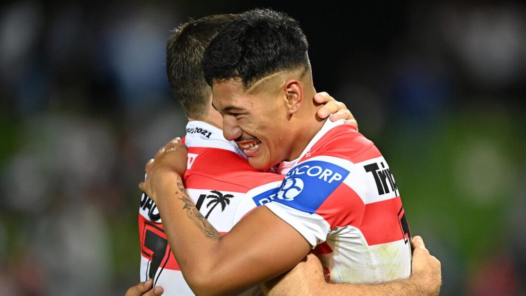 Former St George Illawarra half Junior Amone (right) has been picked in Tonga’s World Cup squad.
