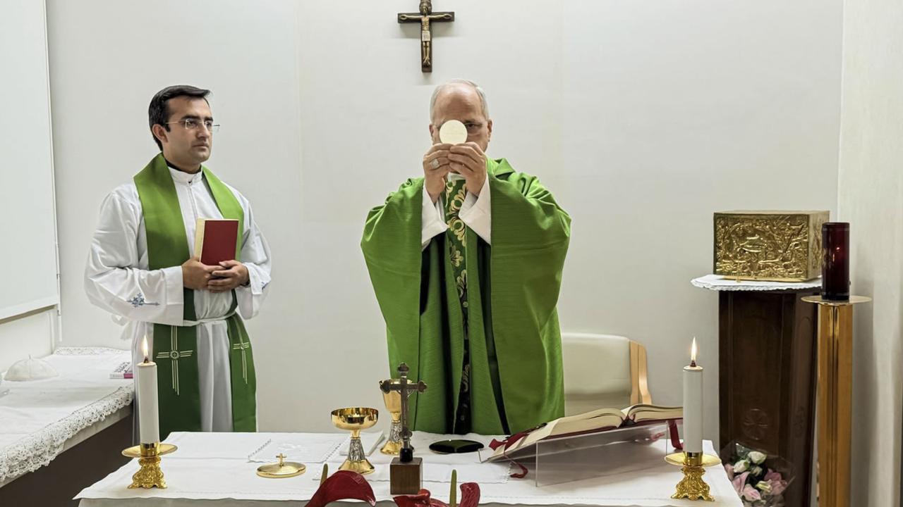 Pope Leo XIV celebrates mass at Gemelli hospital in Rome