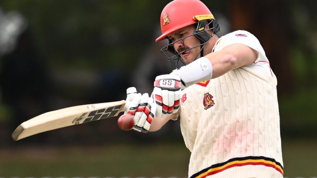 Ben Manenti’s maiden Sheffield Shield century has helped South Australia dominate Victoria.
