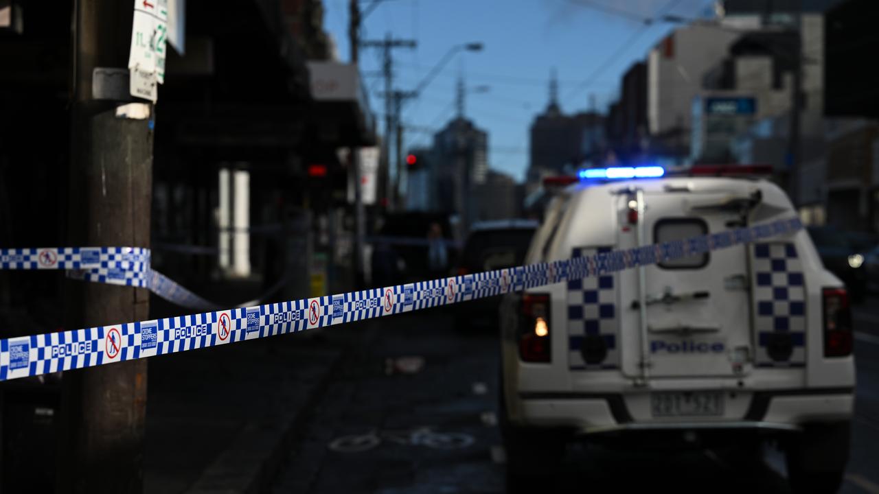 Police tape at a crime scene