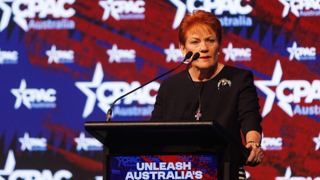 One Nation leader Pauline Hanson Senator Hanson condemned what she called “mass immigration”.
