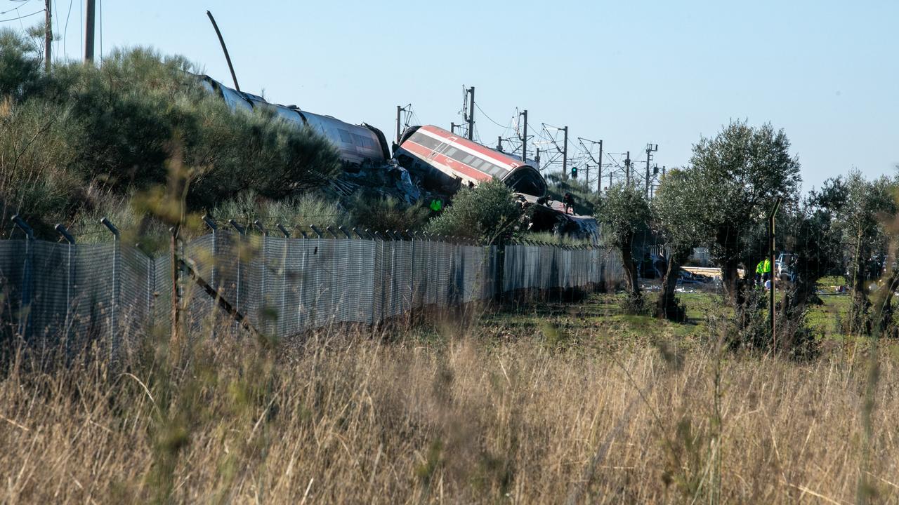 The scene of a collision between two trains in Urda, Spain