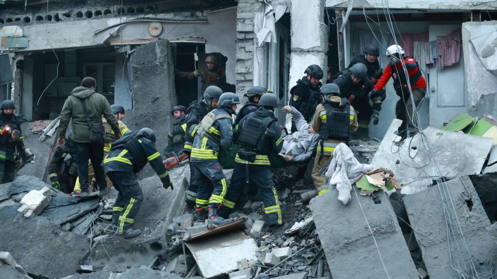 Russian airstrikes have destroyed residential buildings in Zaporizhzhia, killing at least 12 people.
