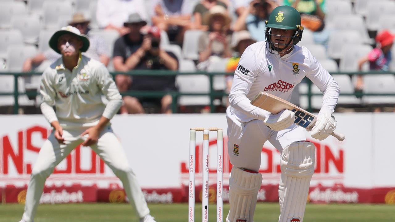 South Africa's Ryan Rickelton sets off for a run.