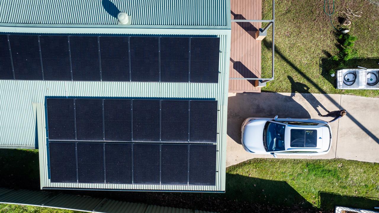 Solar panels on the roof of a house in Porepunkah, Victoria