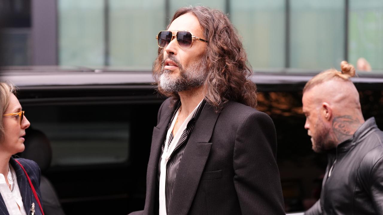 Russell Brand speaks to the media at Southwark Crown Court
