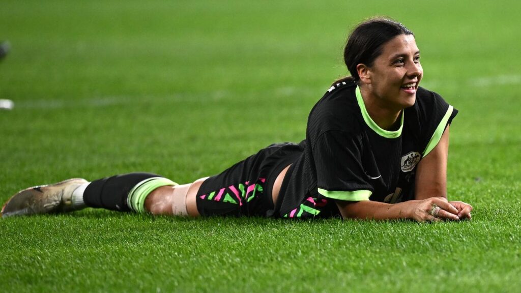 Captain Sam Kerr scored with a header but the Matildas were beaten 4-2 by Germany.
