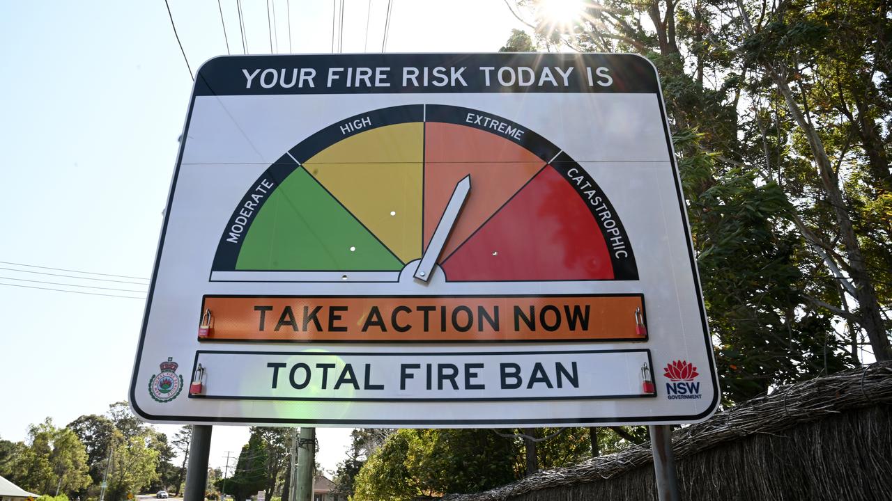 A bushfire danger advisory sign at Dural, northwest of Sydney