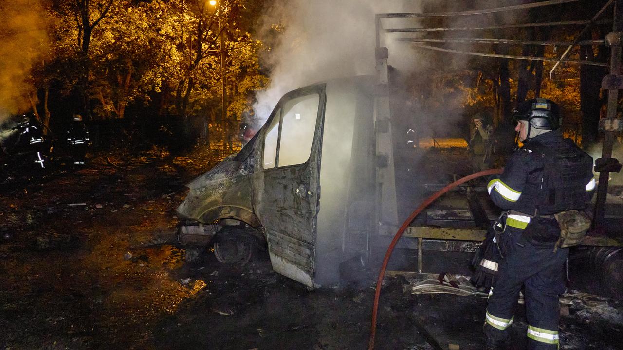 Site of a Russian attack on a residential area in Kharkiv, Ukraine