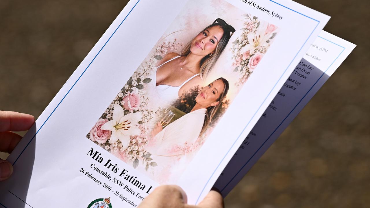 Order of service for NSW Police Constable Mia Lay