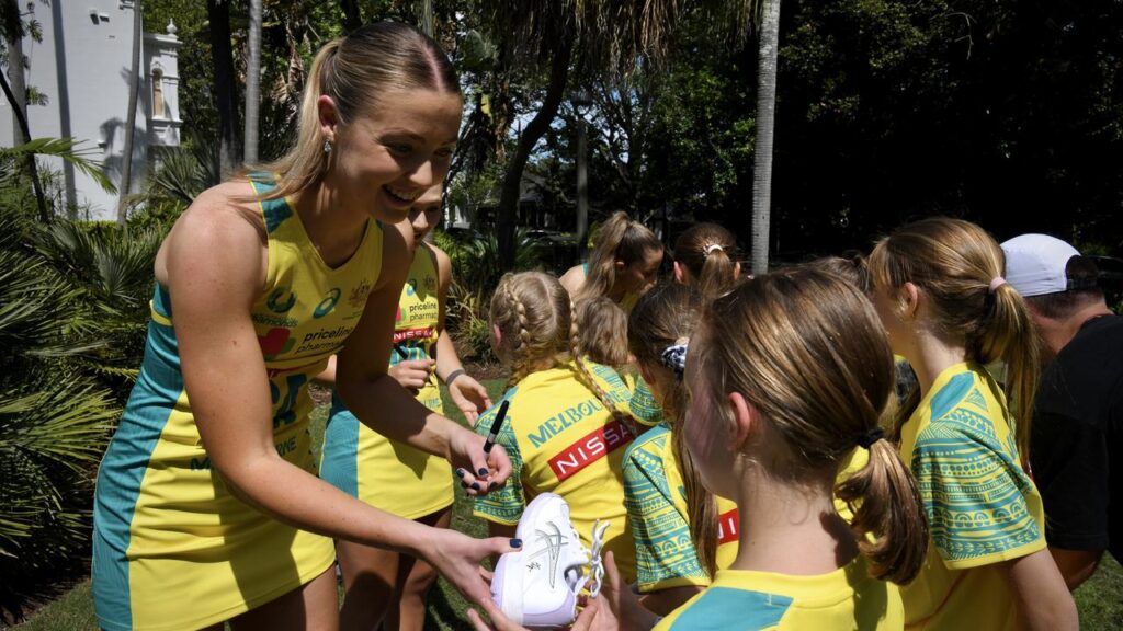 Sophie Dwyer was only too happy to catch up with young fans at the launch in Sydney.
