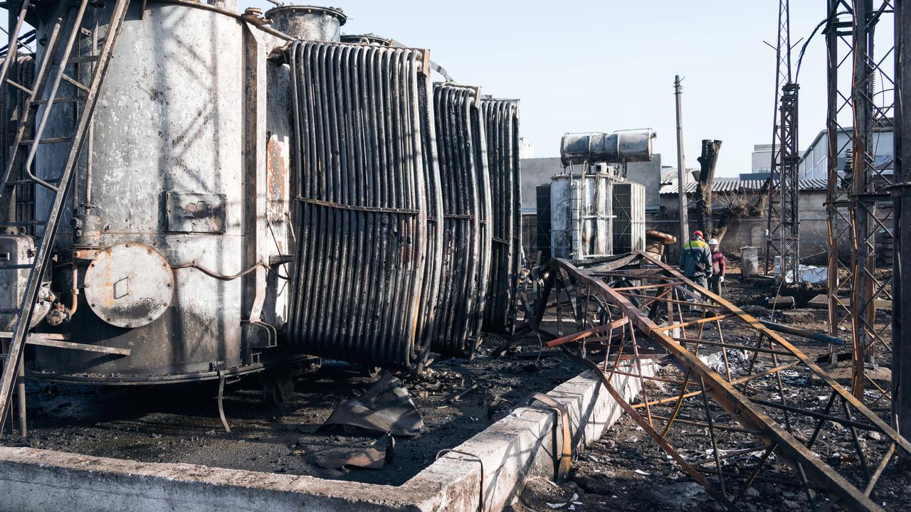 A substation in Odesa, Ukraine, after a Russian air attack