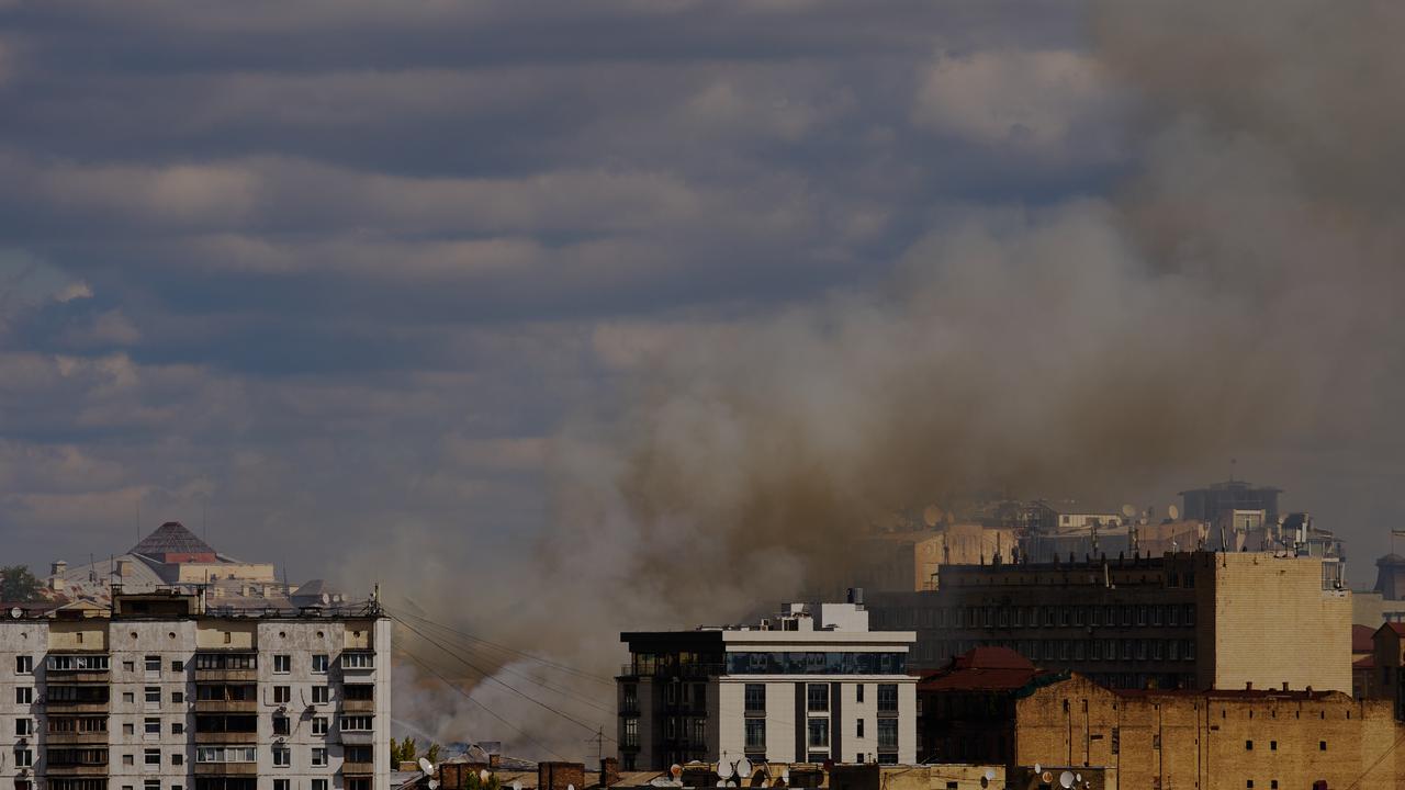 Smoke rises after a Russian attack in Kyiv