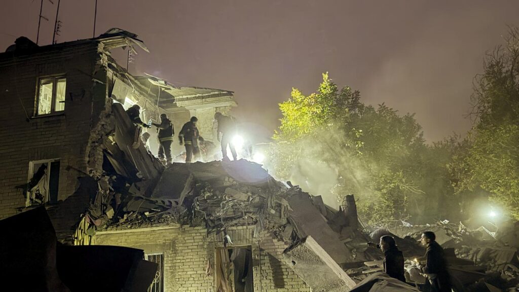 Buildings in Zaporizhzhia in Ukraine’s south were reduced to rubble in Russia’s latest strikes.
