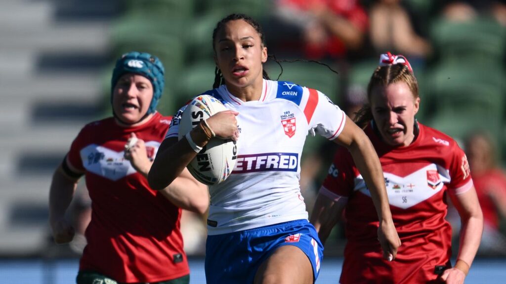 England, led by the runaway Amelia Brown, have thrashed Wales in their World Cup opener.
