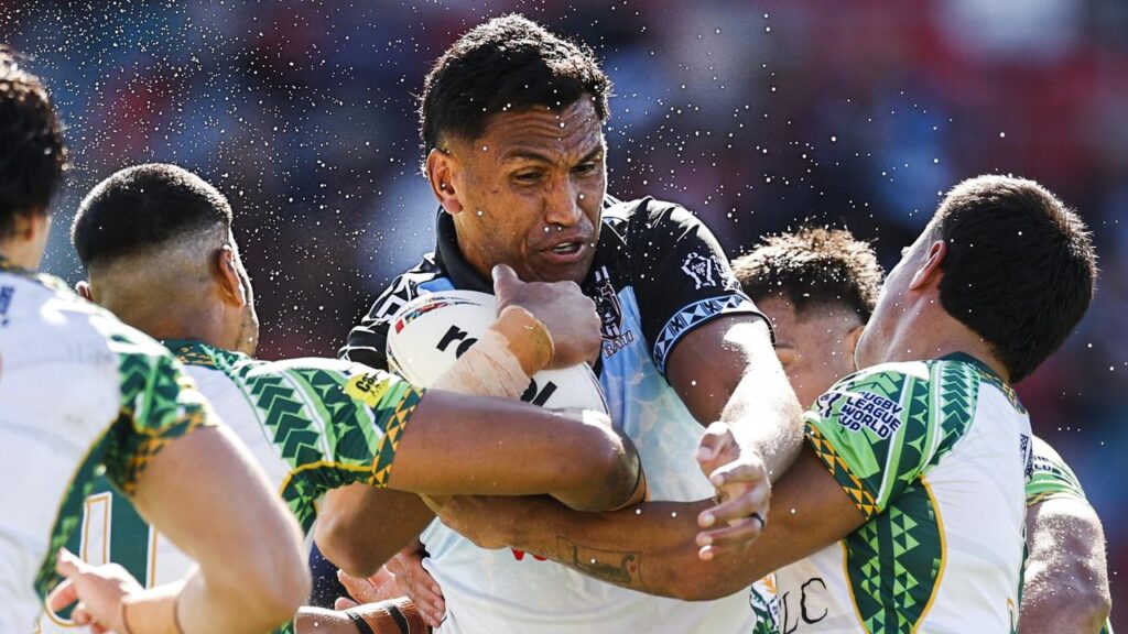 Knights prop Jacob Saifiti has helped Fiji to a World Cup win in Newcastle over the Cook Islands.

