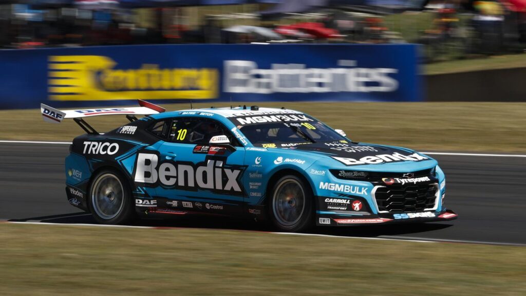 Zach Bates has sizzled around Mt Panorama with a record lap in practice.
