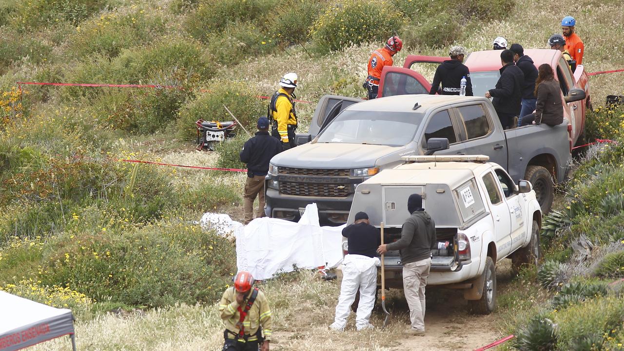 Forensic agents at the site where the bodies were found.