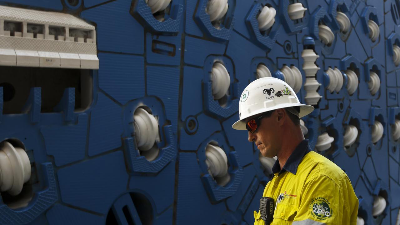 A worker at the cutter head of a tunnel boring machine (file image)