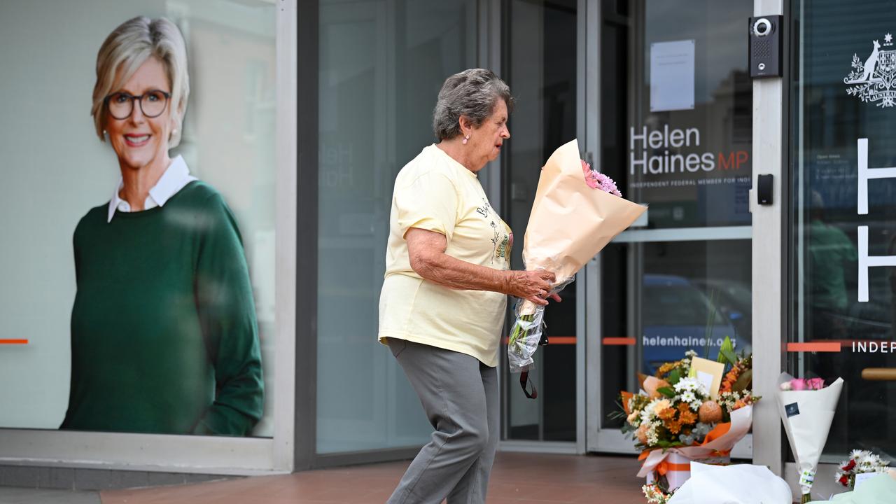flowers at the office of independent federal MP Helen Haine