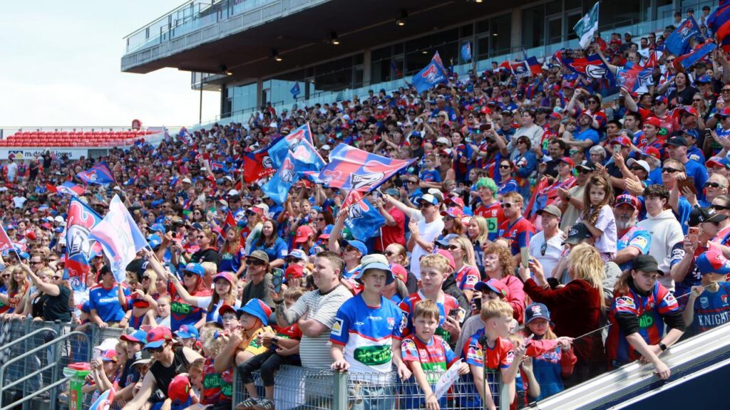 Knights fans have packed into McDonald Jones Stadium to celebrate their NRL team’s efforts.
