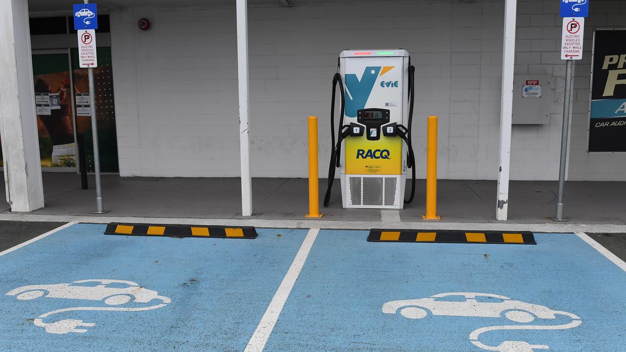 Electric vehicles being charged