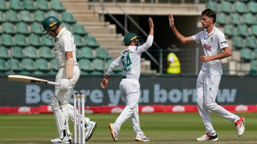 Marco Jansen has done the damage as Australia lost three wickets on the fourth morning in Gqeberha.
