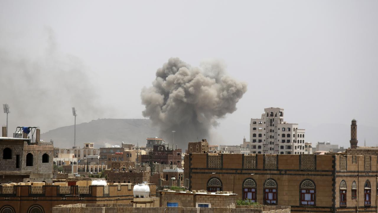 An air strike by the Saudi-led coalition in Sanaa, Yemen
