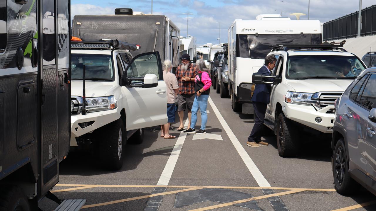 Lines of vehicles waiting to board the Spirit of Tasmania