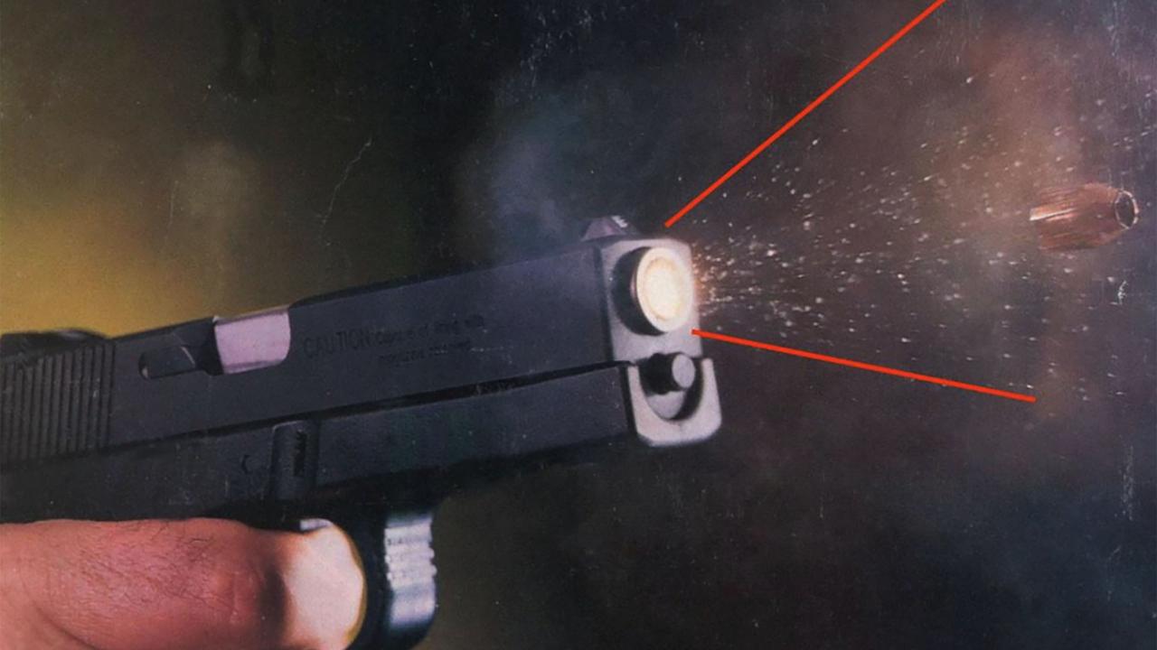 bullet and particles being fired from gun