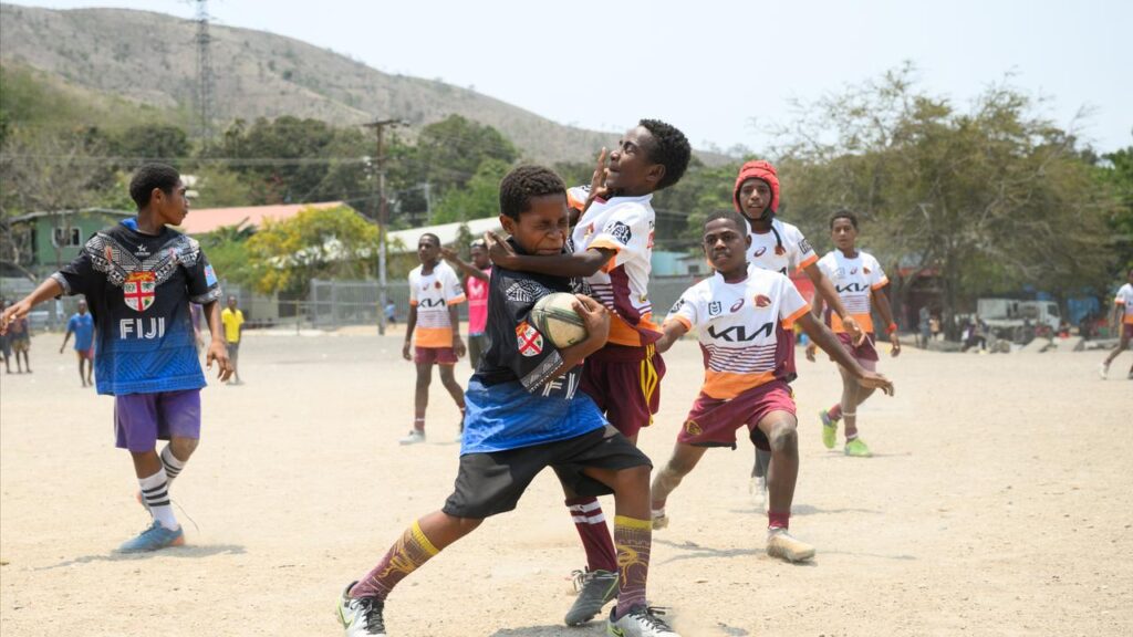 The passion for league starts young in PNG, with local under-10s in action in Port Moresby.
