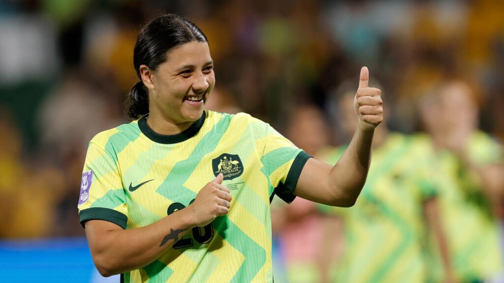 Captain Sam Kerr brushed aside ankle soreness as she led the Matildas to a 7-1 thumping of Haiti.
