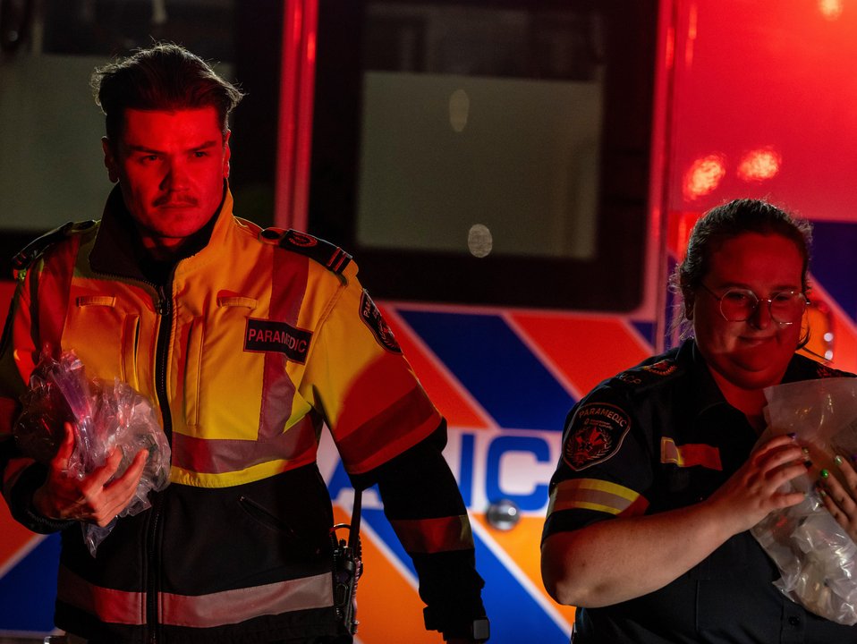 Paramedics work at the Wainwright Health Centre