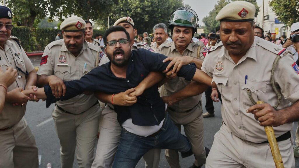 Massive political protests are being held in India’s capital of Delhi.
