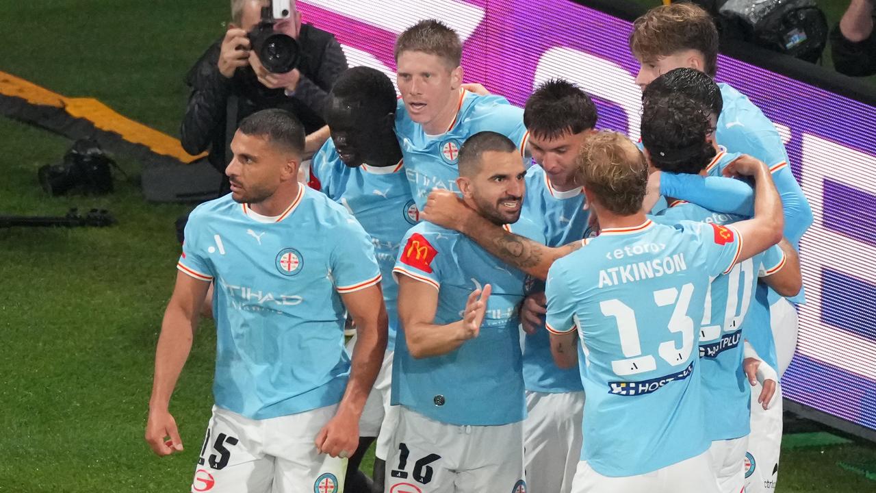 Celebrating Melbourne City players.