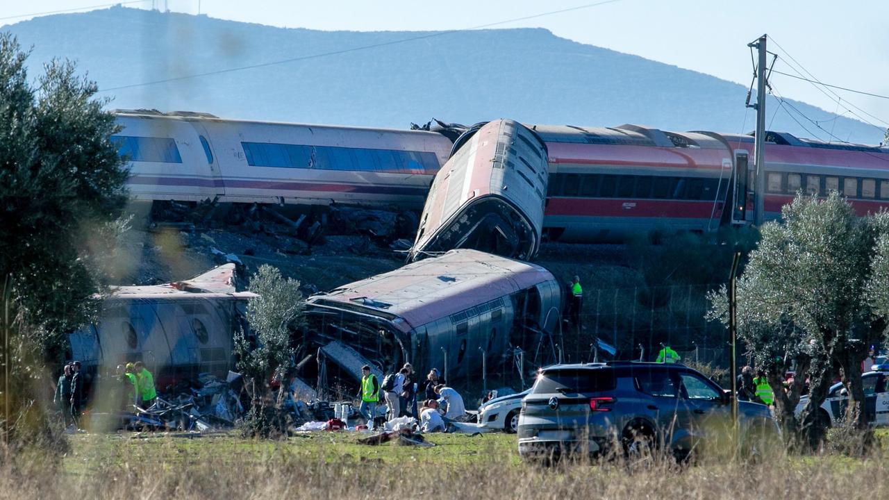 Scene of a collision between two trains in Urda, Spain