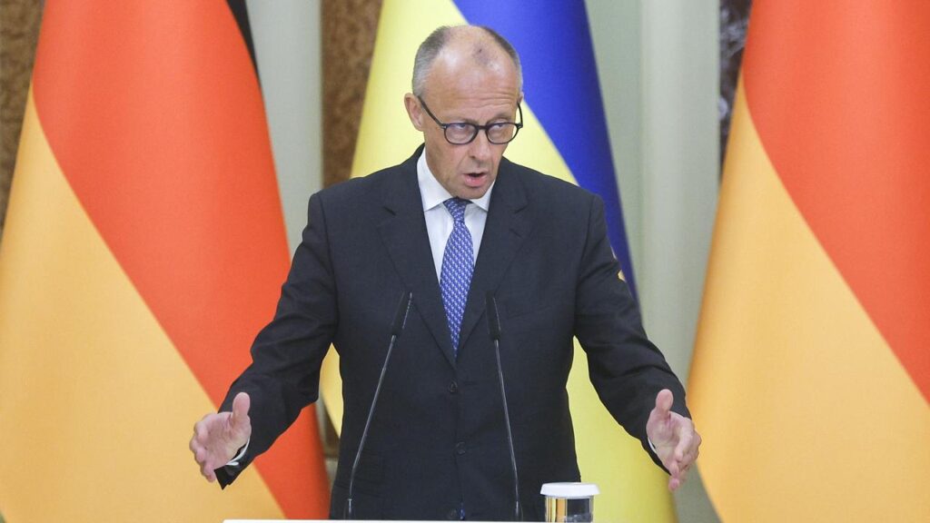 Chancellor Friedrich Merz says “barbaric attacks on the civilian population of Ukraine must stop”.
